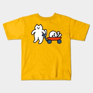 Cat and Skull Wagon Kids T-Shirt